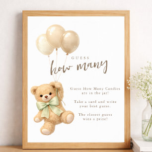 We Can Bearly Wait Baby Shower Guess How Many Poster