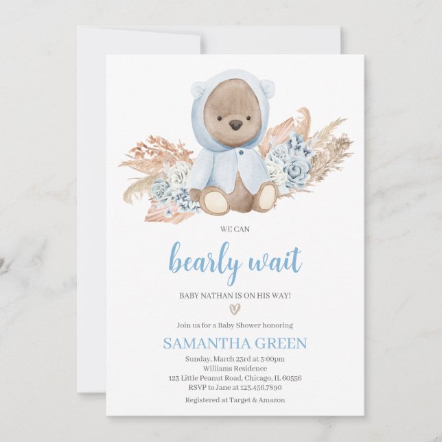 We Can Bearly Wait Baby Shower Invitation (Front)