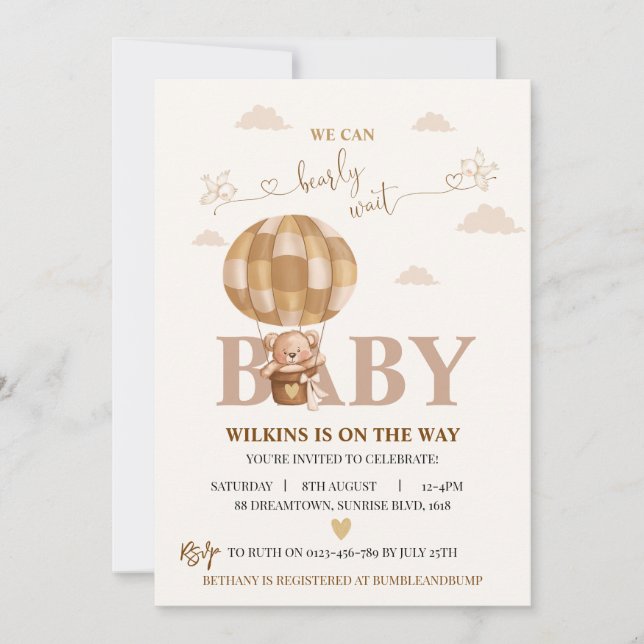 We can bearly wait baby shower invitation (Front)