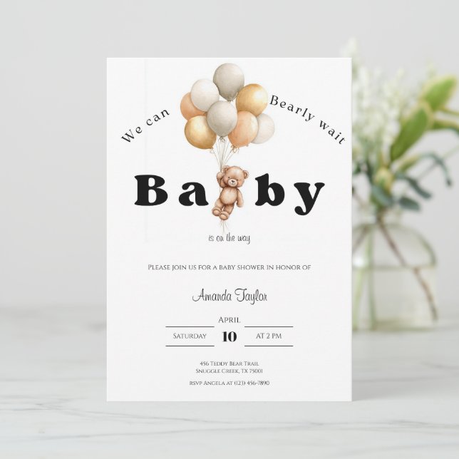 We Can Bearly Wait Baby Shower Invitation (Standing Front)