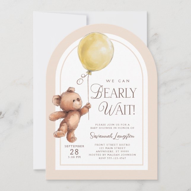 We Can Bearly Wait Baby Shower Invitation (Front)