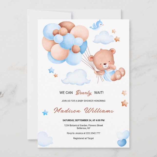 We Can Bearly Wait Baby Shower Invitation (Front)