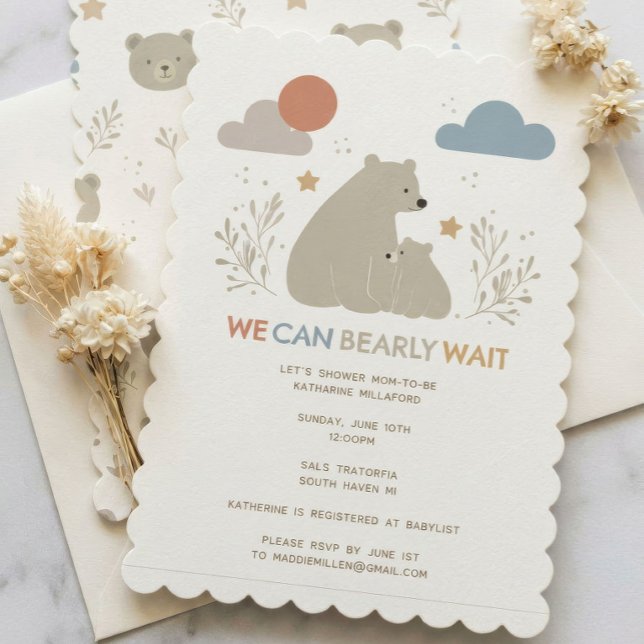 We Can Bearly Wait Baby Shower Invitation (Creator Uploaded)