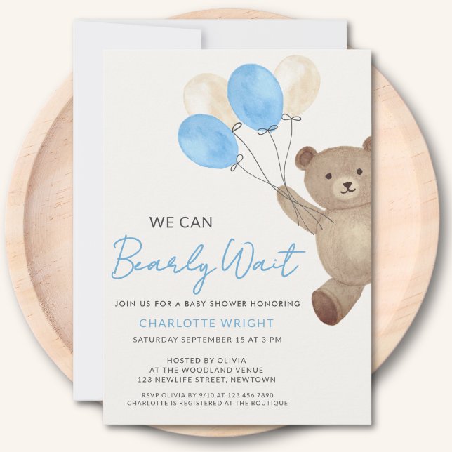 We Can Bearly Wait Baby Shower Invitation (Creator Uploaded)