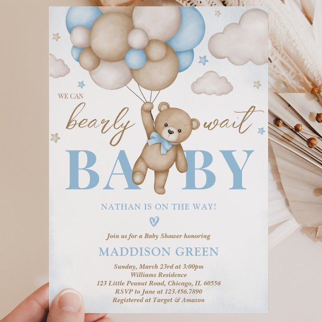 We Can Bearly Wait Baby Shower Invitation (Creator Uploaded)