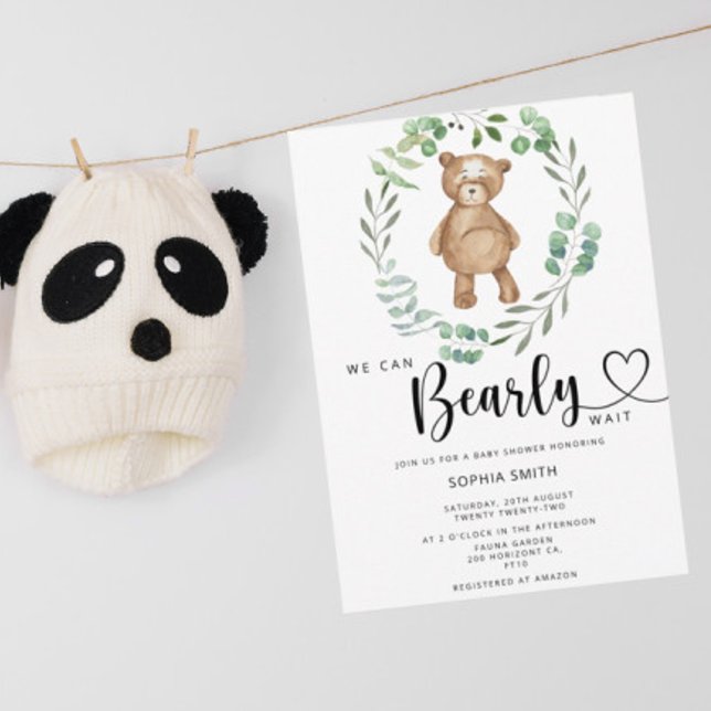 We can bearly wait baby shower invitation (Creator Uploaded)