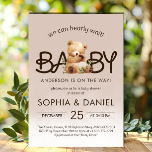We Can Bearly Wait Baby Shower Invitation
