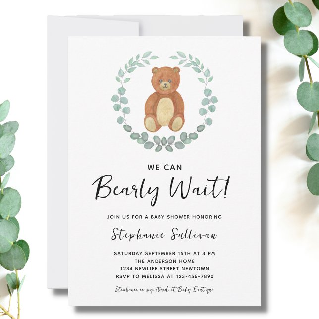 We Can Bearly Wait Baby Shower Invitation (Creator Uploaded)