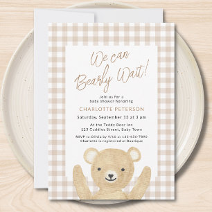 We Can Bearly Wait Baby Shower  Invitation