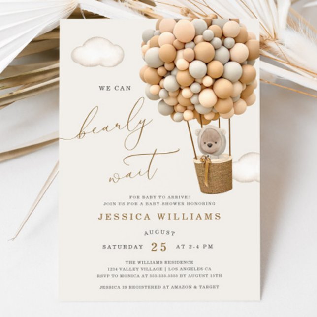 We Can Bearly Wait Baby Shower Invitation (Creator Uploaded)