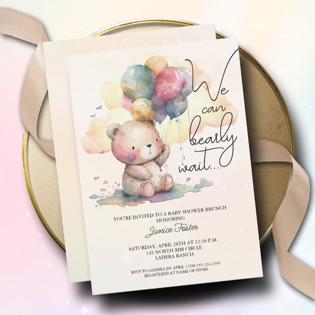 We Can Bearly Wait Baby Shower Invitation (Creator Uploaded)