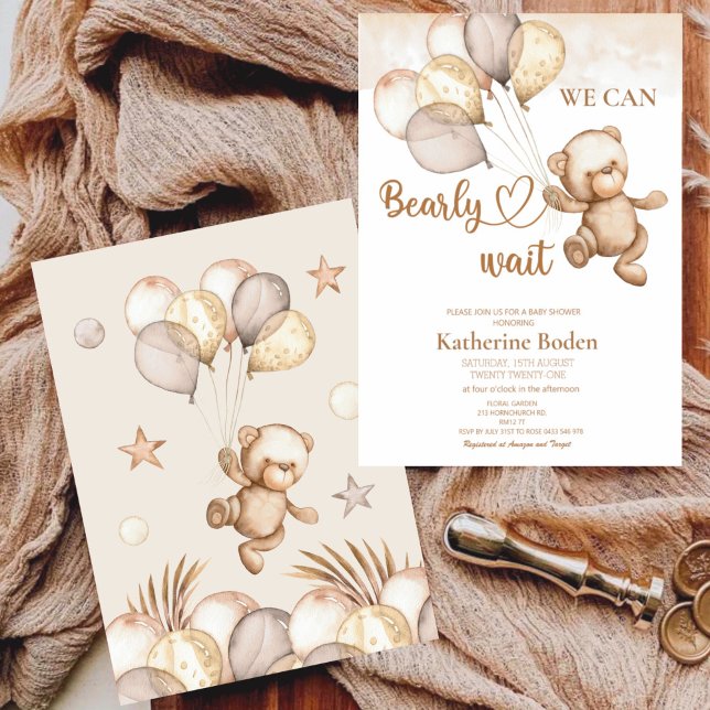 We can bearly wait baby shower invitation  (Creator Uploaded)