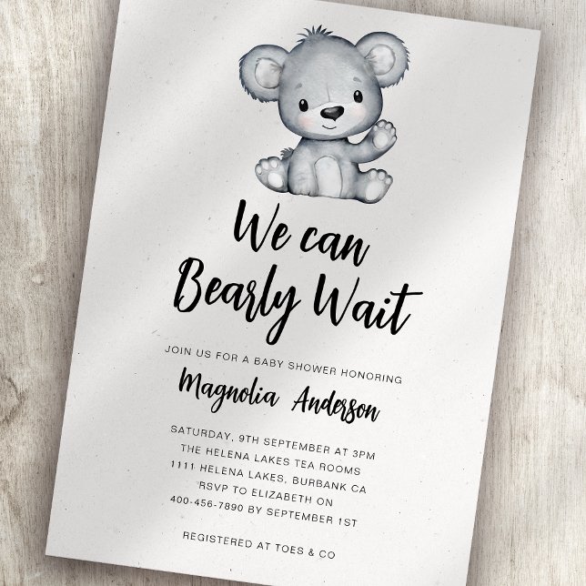 We Can Bearly Wait Baby Shower Invitation (Creator Uploaded)