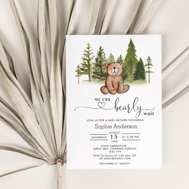 We Can Bearly Wait Baby Shower Invitation (Creator Uploaded)