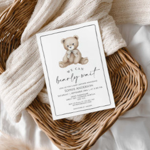 We Can Bearly Wait  Baby Shower   Invitation