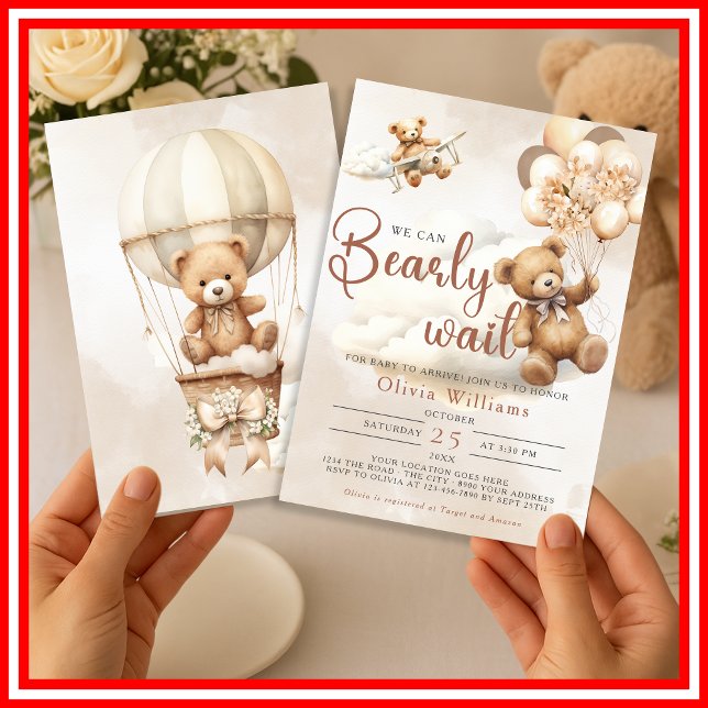 We Can Bearly Wait! Baby Shower Invitation (Creator Uploaded)