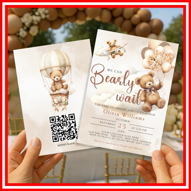 We Can Bearly Wait! Baby Shower Invitation (Creator Uploaded)