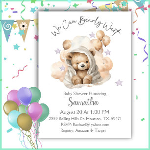 We Can Bearly Wait Baby Shower Invitation