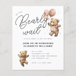 We Can Bearly Wait Baby Shower Invitation Budget