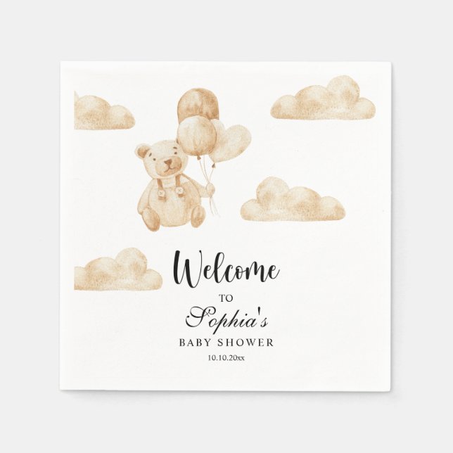 We can bearly wait baby shower napkin (Front)