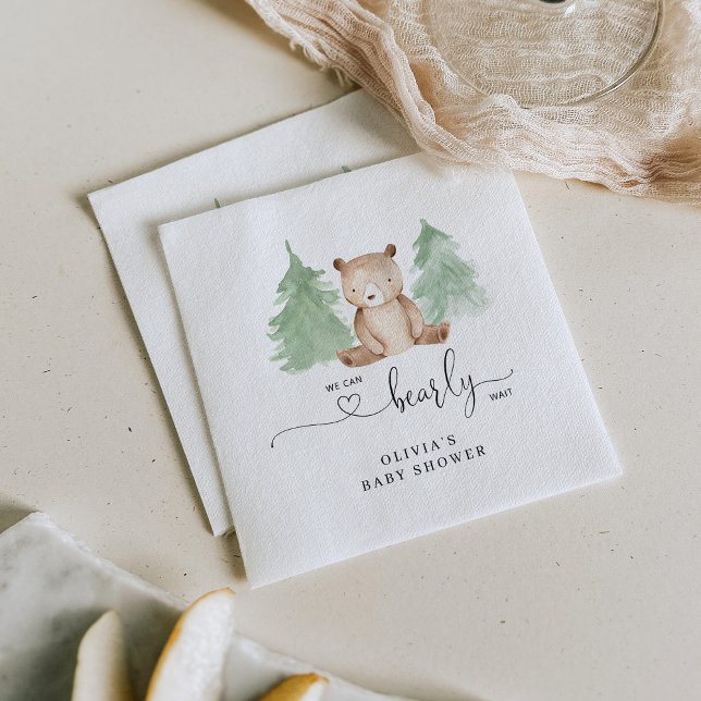 We can bearly wait baby shower napkin (Creator Uploaded)