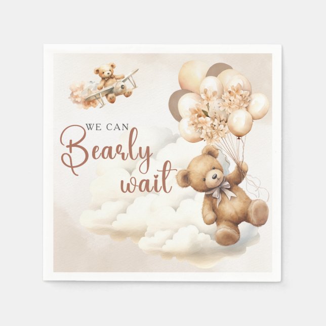 We Can Bearly Wait Baby Shower Napkin (Front)