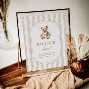 We Can Bearly Wait Baby Shower Pacifier Hunt Sign