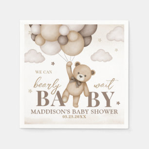 We Can Bearly Wait Baby Shower Paper Napkin