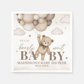 We Can Bearly Wait Baby Shower Paper Napkin