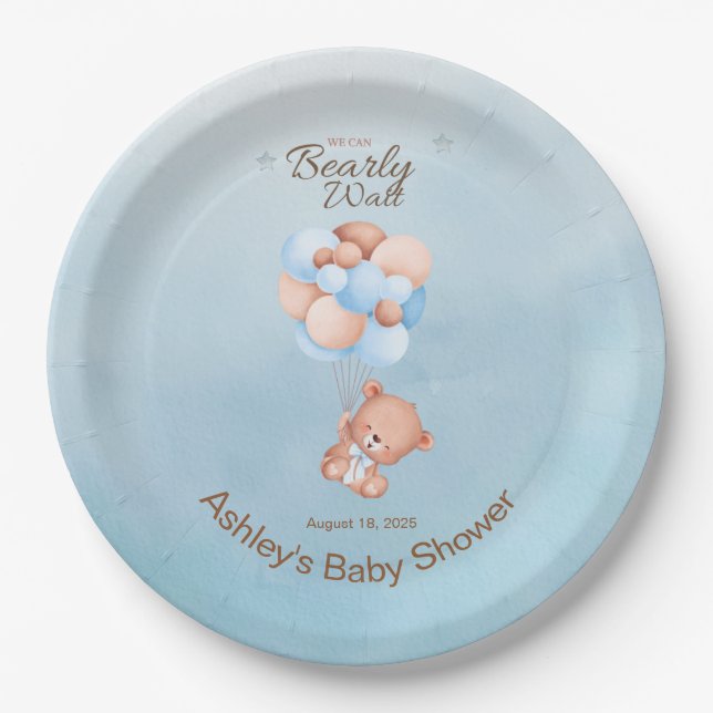 We Can Bearly Wait Baby Shower   Paper Plate (Front)
