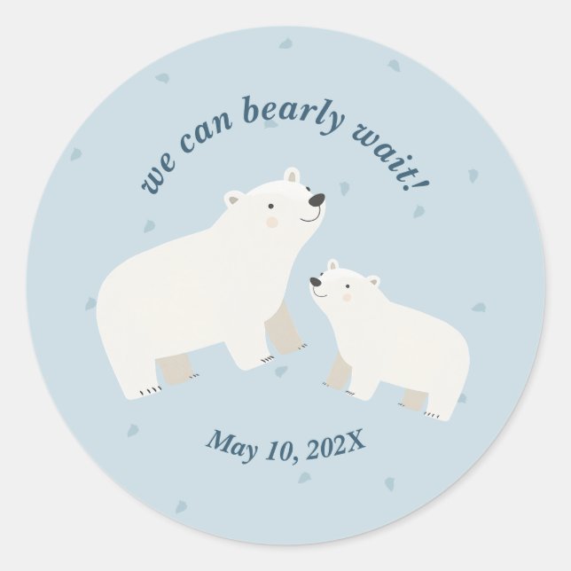We can bearly wait baby shower Paper Plate Classic Round Sticker (Front)