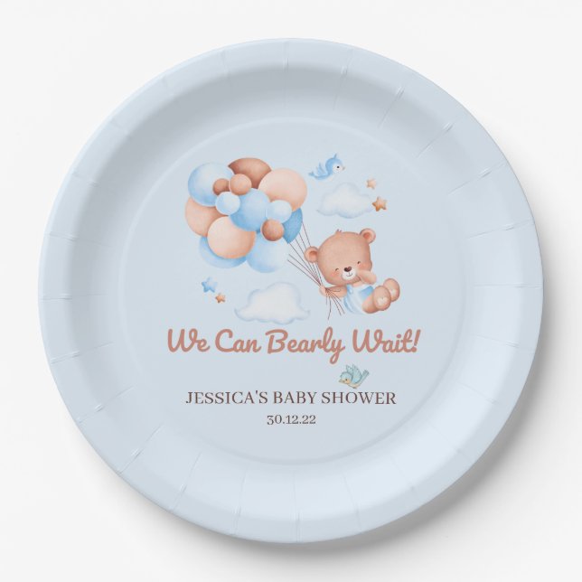 We Can Bearly Wait Baby Shower Paper Plates  (Front)