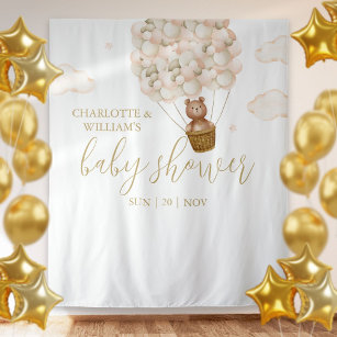 We Can Bearly Wait Baby Shower Photo Backdrop Tapestry