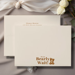 We Can Bearly Wait Baby Shower Return Address Envelope