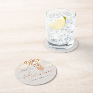 We Can Bearly Wait! Baby Shower Round Paper Coaste Coaster