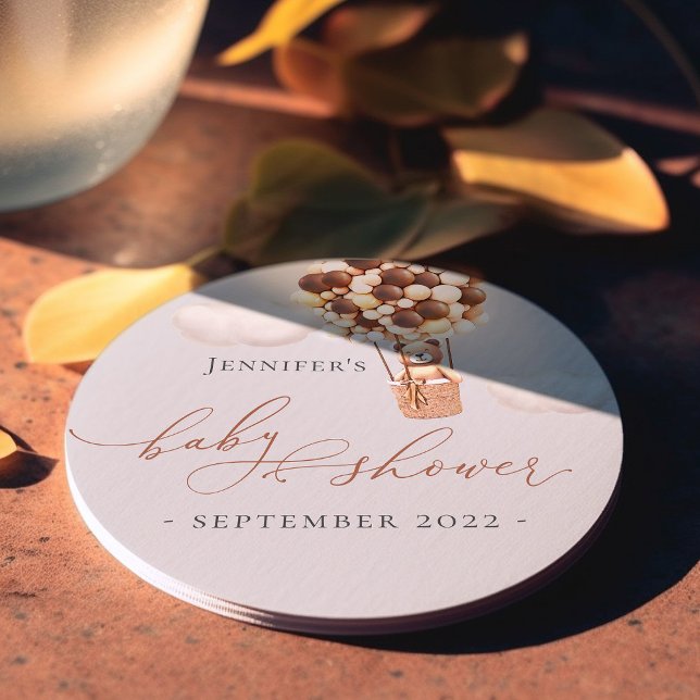 We Can Bearly Wait! Baby Shower Round Paper Coaste Round Paper Coaster (Creator Uploaded)