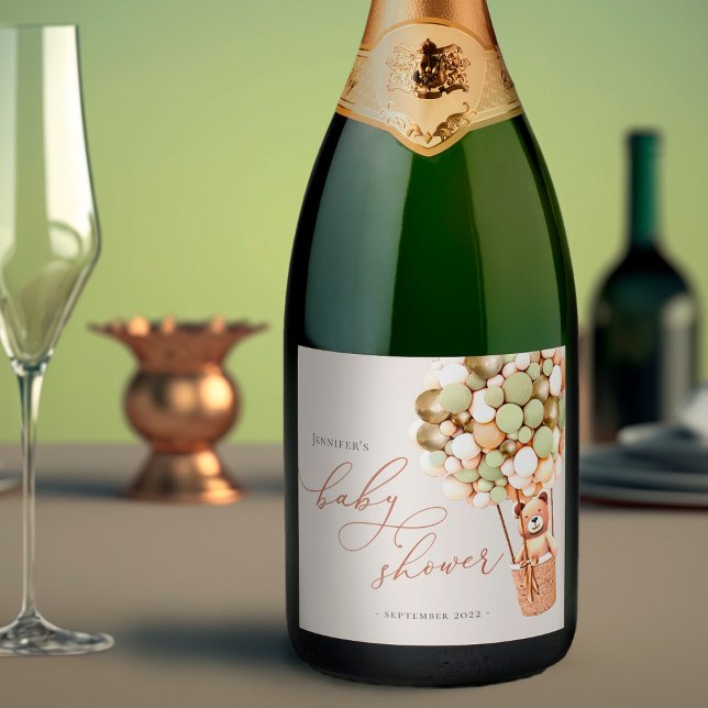 We Can Bearly Wait! Baby Shower Sparkling Wine Lab Label (Creator Uploaded)