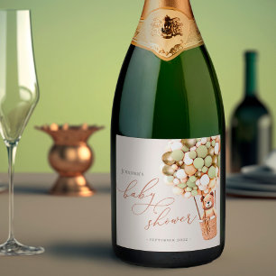 We Can Bearly Wait! Baby Shower Sparkling Wine Lab Sparkling Wine Label