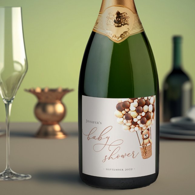 We Can Bearly Wait! Baby Shower Sparkling Wine Lab Sparkling Wine Label (Creator Uploaded)