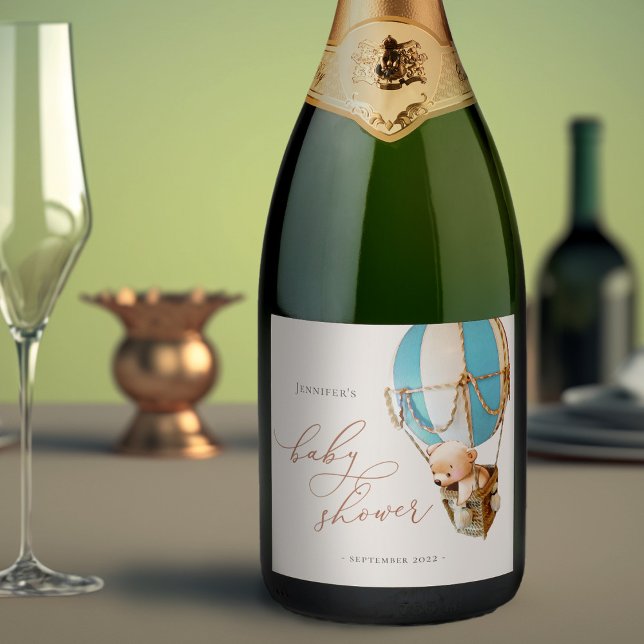 We Can Bearly Wait! Baby Shower Sparkling Wine Lab Sparkling Wine Label (Creator Uploaded)