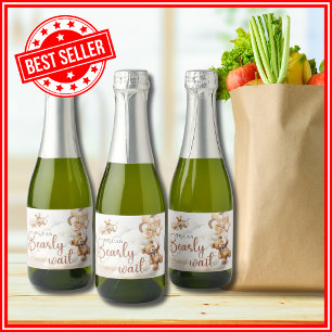 We Can Bearly Wait Baby Shower Sparkling Wine Label