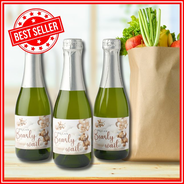 We Can Bearly Wait Baby Shower Sparkling Wine Label (Creator Uploaded)