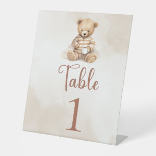 We Can Bearly Wait Baby Shower TABLE NUMBERS Pedestal Sign