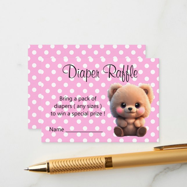 We can Bearly Wait Baby Shower teddy bear Enclosure Card (Front/Back In Situ)