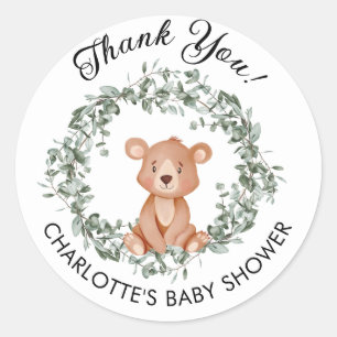 We Can Bearly Wait Baby Shower Thank You Classic Round Sticker