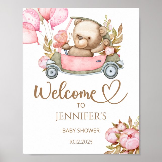 We can bearly wait baby shower welcome poster (Front)