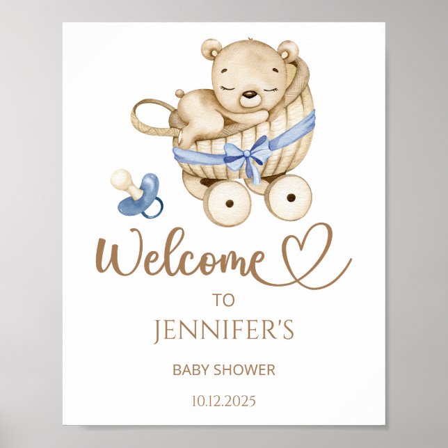 We can bearly wait baby shower welcome poster (Front)