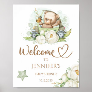 We can bearly wait baby shower welcome poster