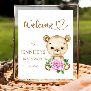We can bearly wait baby shower welcome poster