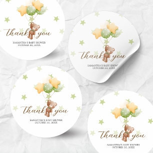 We Can Bearly Wait Balloon Baby Shower Classic Round Sticker